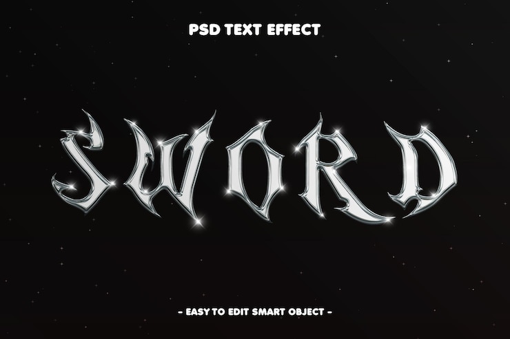 PSD gratuito effetto testo modificabile spada