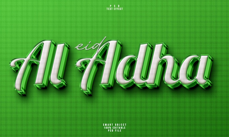 PSD Gratis eid al adha 3d editable text effect