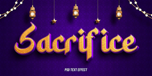 Eid al adha mubarak efecto de texto