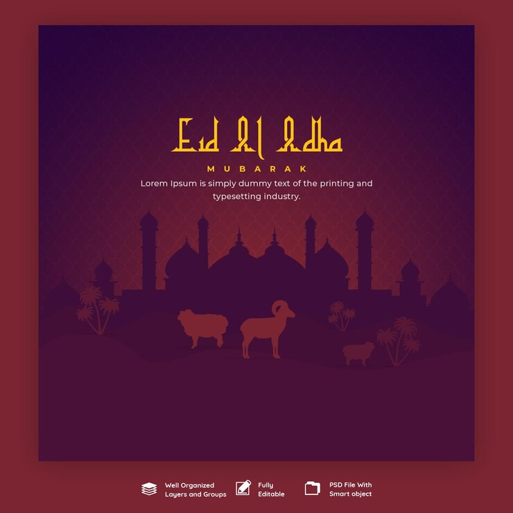 PSD gratuito eid al adha mubarak festival islámico plantilla de banner de las redes sociales