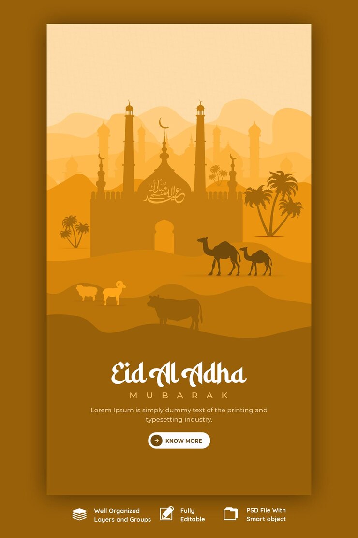 Gratis PSD eid al adha mubarak islamitisch festival instagram en facebook-verhaalsjabloon