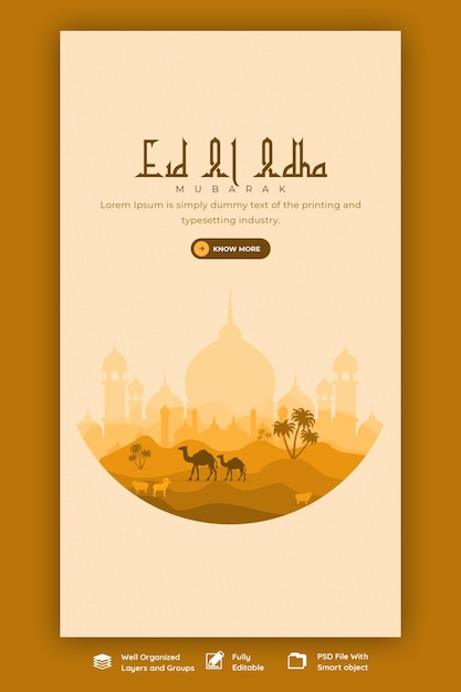 Eid al adha mubarak islamitisch festival instagram en facebook-verhaalsjabloon