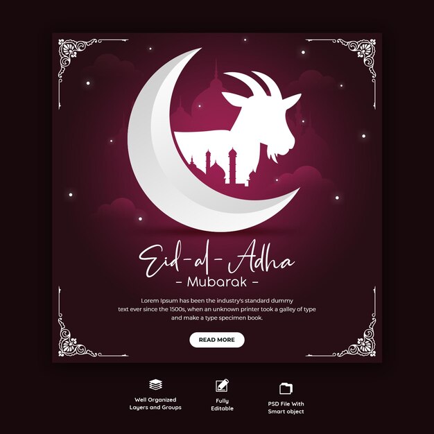 eid al adha mubarak islamitisch festival social media bannersjabloon