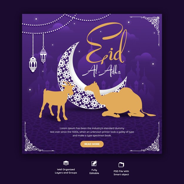 eid al adha mubarak islamitisch festival social media bannersjabloon