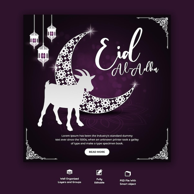 eid al adha mubarak islamitisch festival social media bannersjabloon