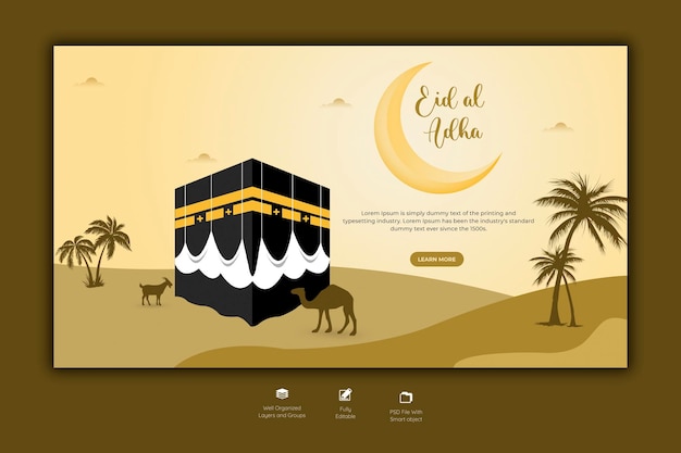 Gratis PSD eid al adha mubarak islamitisch festival webbannersjabloon