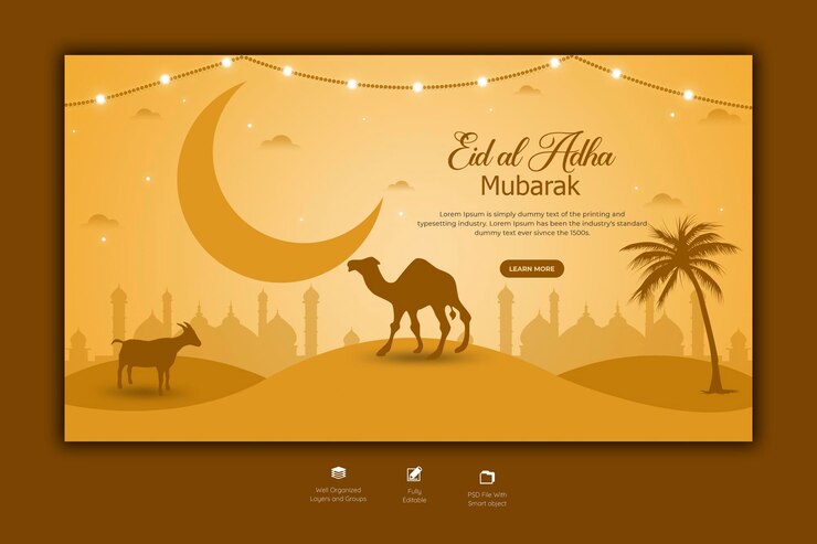 Gratis PSD eid al adha mubarak islamitisch festival webbannersjabloon