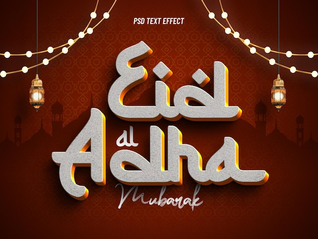 Gratis PSD eid al adha mubarak teksteffect