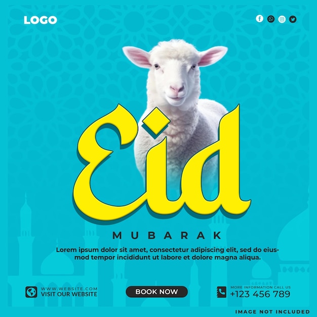 Gratis PSD eid al adha post mubarak islamitisch festival design voor sociale media