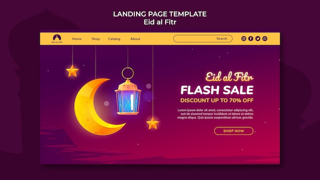 Gratis PSD eid al-fitr bestemmingspagina-sjabloon