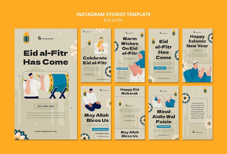 PSD gratuito eid al fitr celebración historias de instagram
