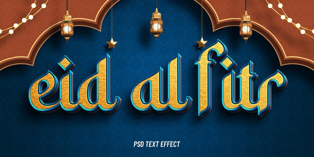 Eid Al Fitr Mubarak Efecto de texto editable