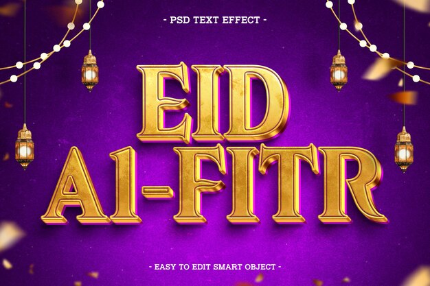 Eid Al Fitr Mubarak Efecto de texto editable
