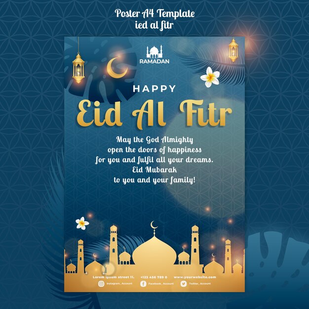Eid al-fitr poster modello a4