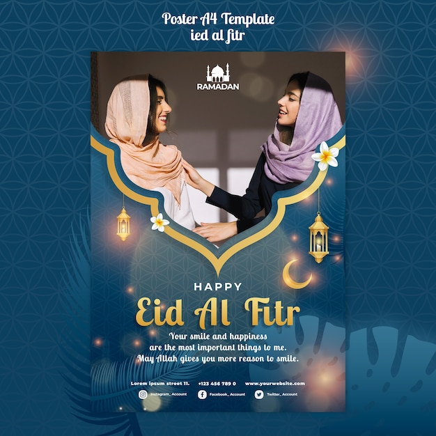 Eid al-fitr poster modello a4