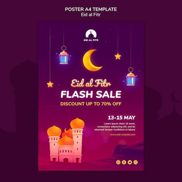 Gratis PSD eid al-fitr poster sjabloon