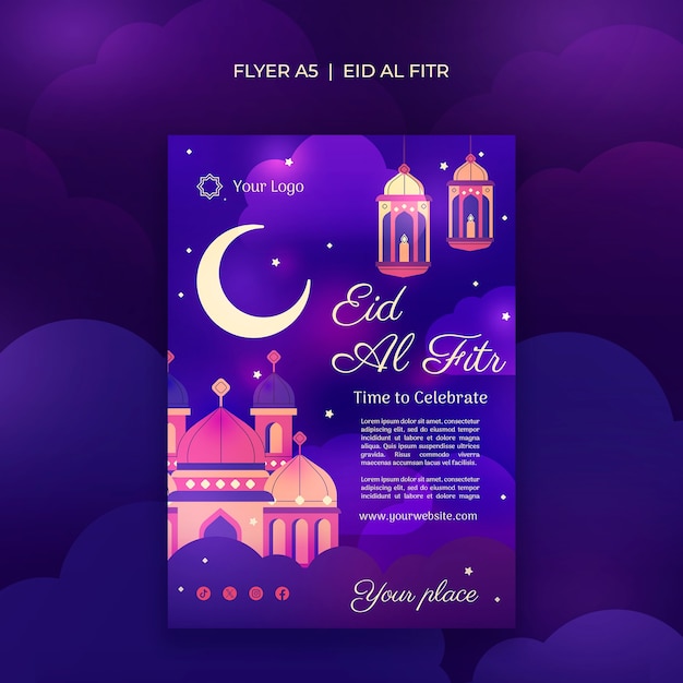 Gratis PSD eid al fitr sjabloonontwerp