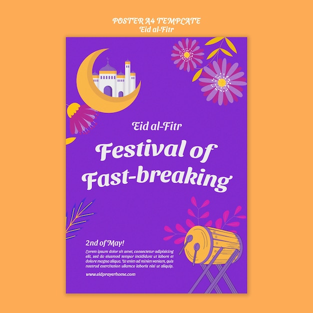 Gratis PSD eid-al fitr verticale postersjabloon