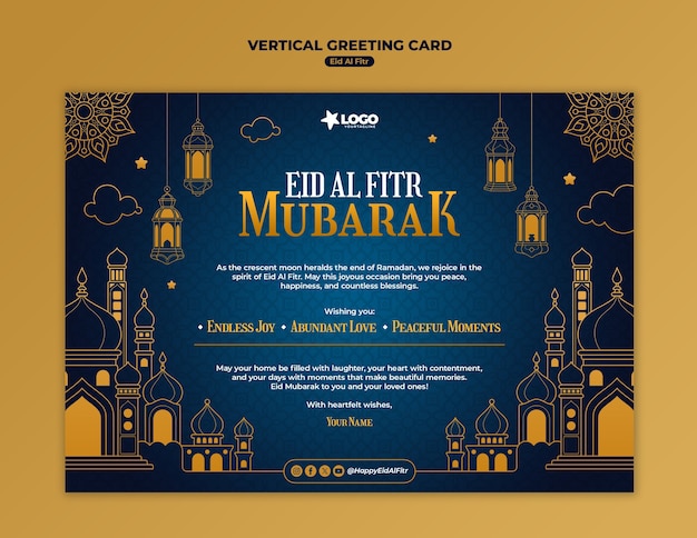 Gratis PSD eid al fitr viering desktop groeten kaart