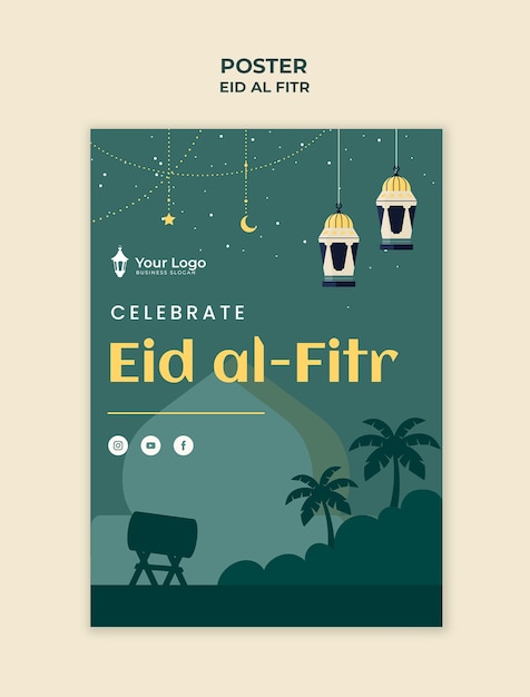 Eid al fitr viering poster sjabloon