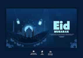 Gratis PSD eid mubarak en eid ul fitr webbannersjabloon