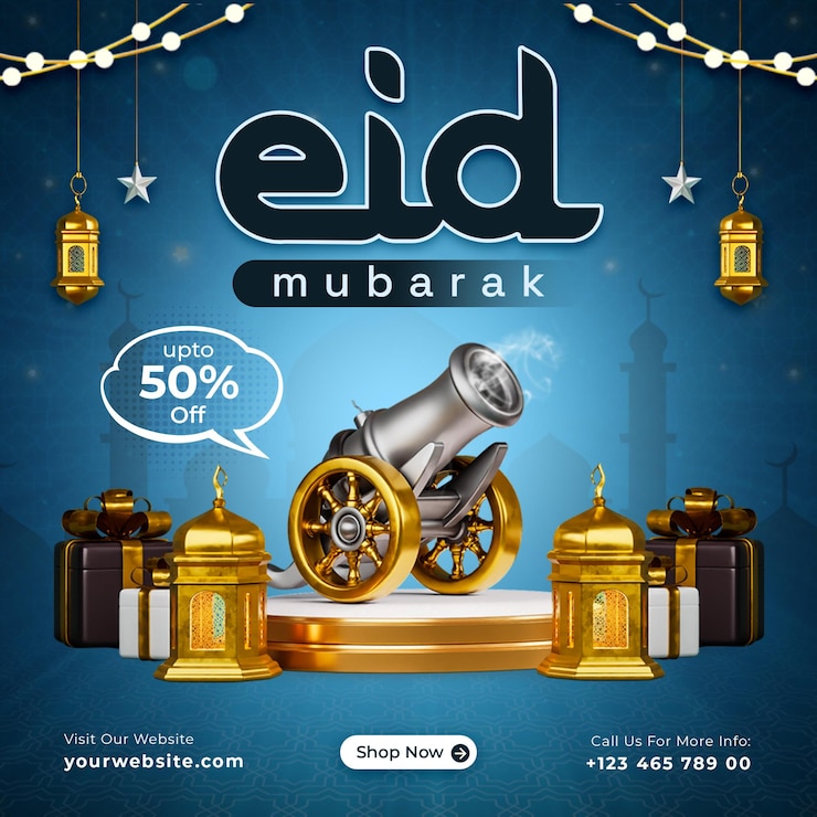 Gratis PSD eid mubarak korting verkoop social media post design sjabloon