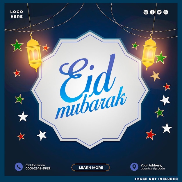 PSD gratuito eid mubarak plantilla de diseño de publicaciones en las redes sociales