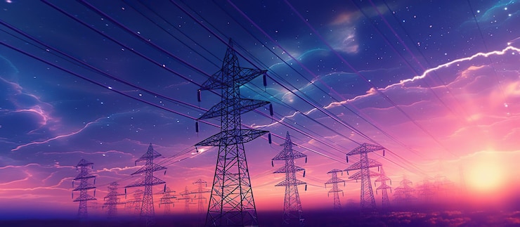 PSD Gratis electricity transmission towers generative ai