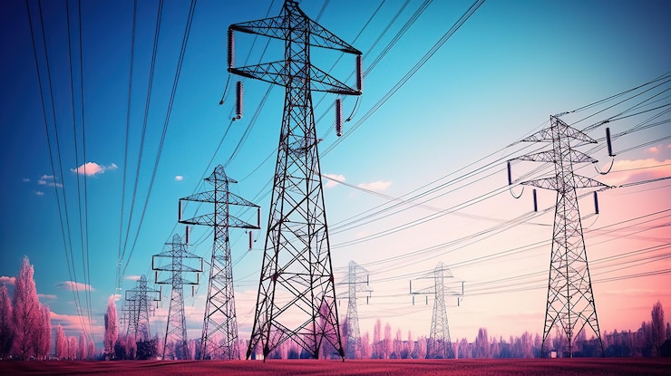 PSD Gratis electricity transmission towers generative ai