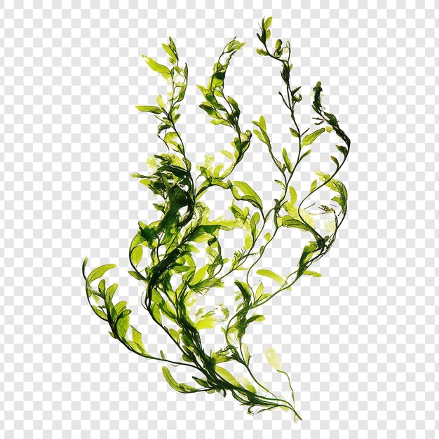 La elegancia de las algas submarinas Un primer plano de las vibrantes algas verdes