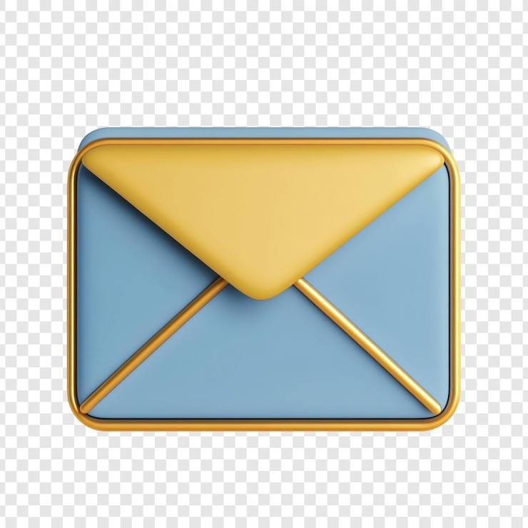PSD Gratis elegant 3d render of a blue and gold envelope icon