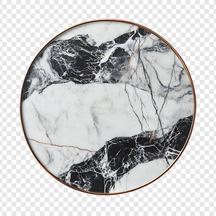 PSD Gratis elegant black and white marble tray with copper rim