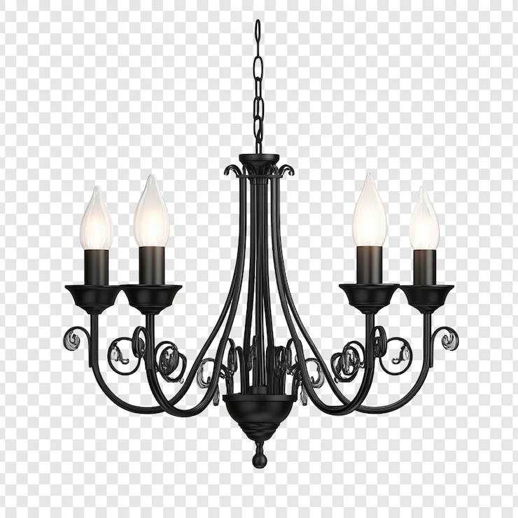 PSD Gratis elegant black metal chandelier with four lights