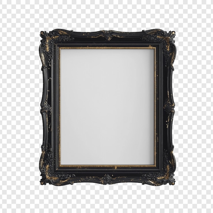 PSD Gratis elegant black ornate picture frame mockup