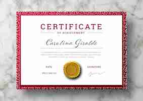 Gratis PSD elegant certificaat sjabloon met vintage bloemen frame