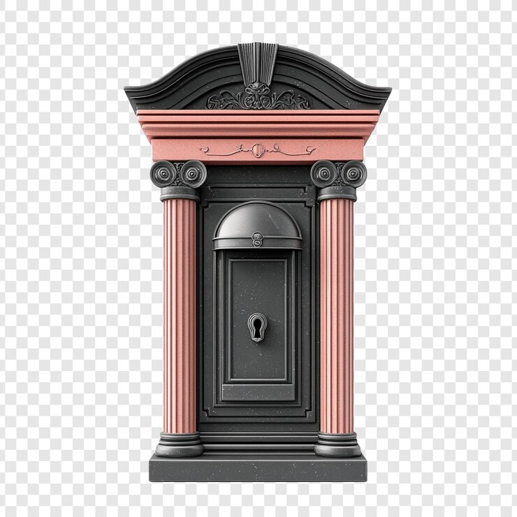 PSD Gratis elegant classic doorway design a 3d render of an ornate door with pink columns
