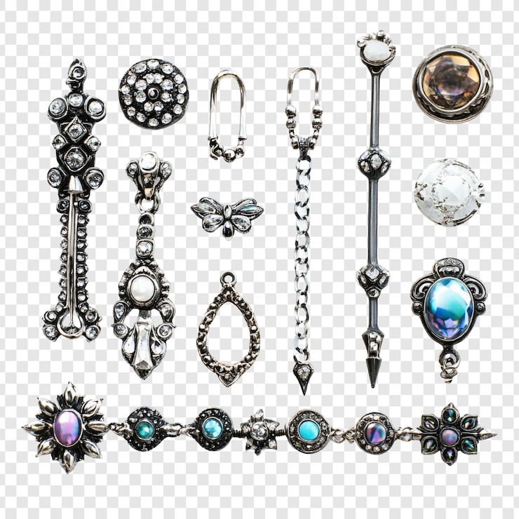PSD Gratis elegant collection of exquisite silver and gemstone jewelry