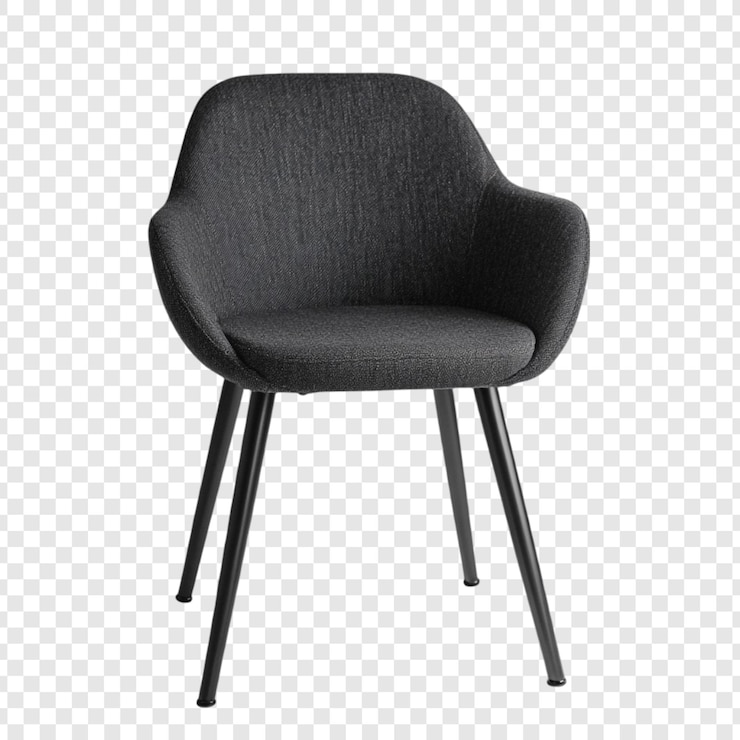 PSD Gratis elegant dark grey fabric chair with black metal legs modern design for dining or living room