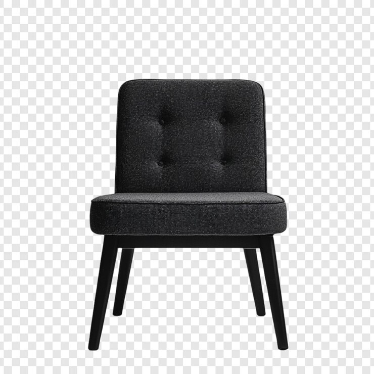 PSD Gratis elegant dark grey upholstered chair with button tufting and black legs