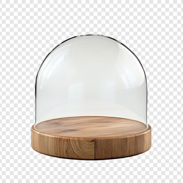 PSD Gratis elegant glass dome with wooden base a showcase for treasures