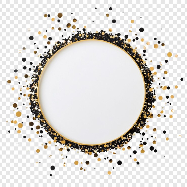 Gratis PSD elegant goud en zwart confetti cirkel frame