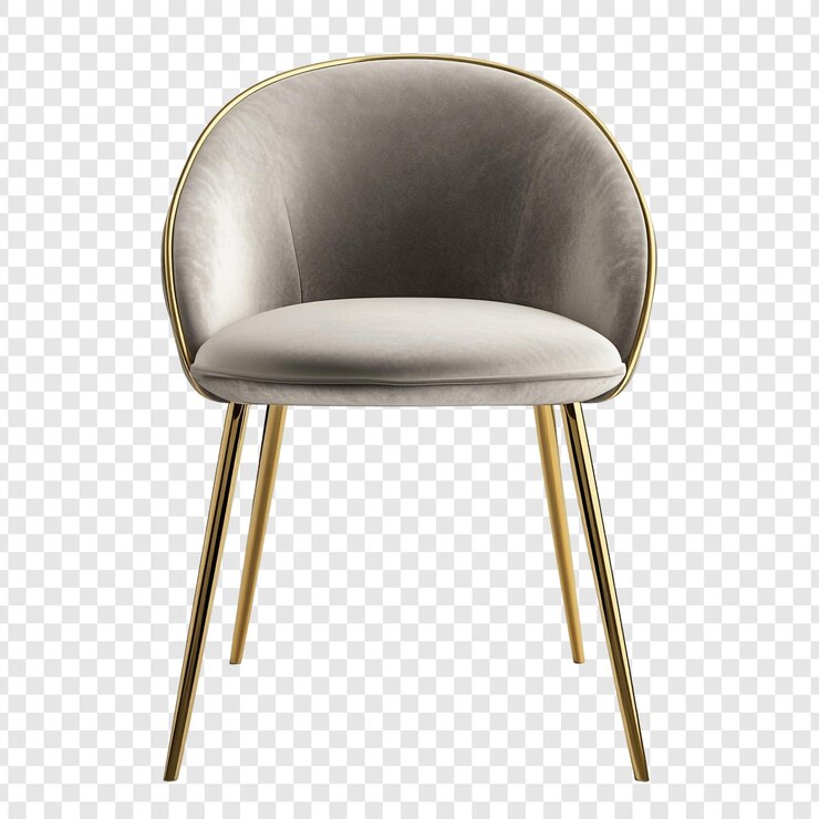 PSD Gratis elegant gray velvet chair with gold legs modern design