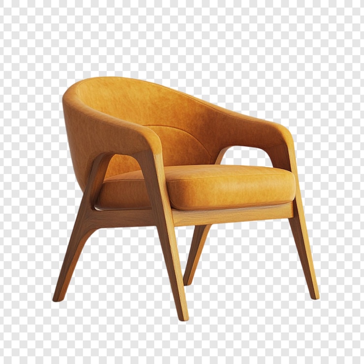 PSD Gratis elegant mustard yellow armchair with wooden frame modern furniture design
