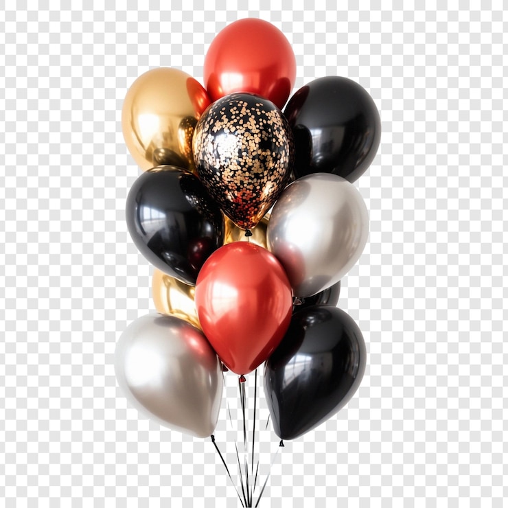 Gratis PSD elegant stel metalen ballonnen rood goud zwart zilver