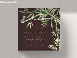 PSD gratuito elegant watercolor green bamboo wedding invitation card
