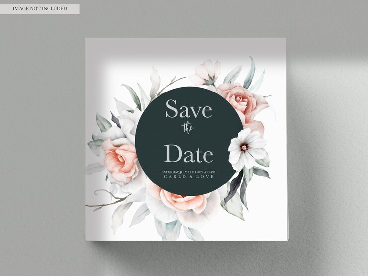 PSD Gratis elegant wedding invitation with a beautiful flower arrangement