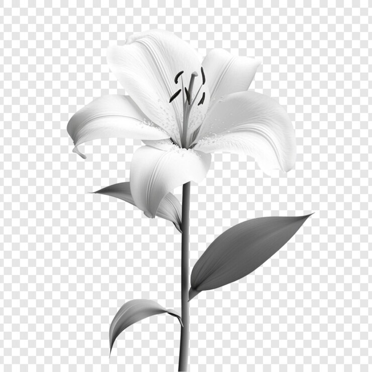 PSD Gratis elegant white lily flower botanical illustration nature beauty