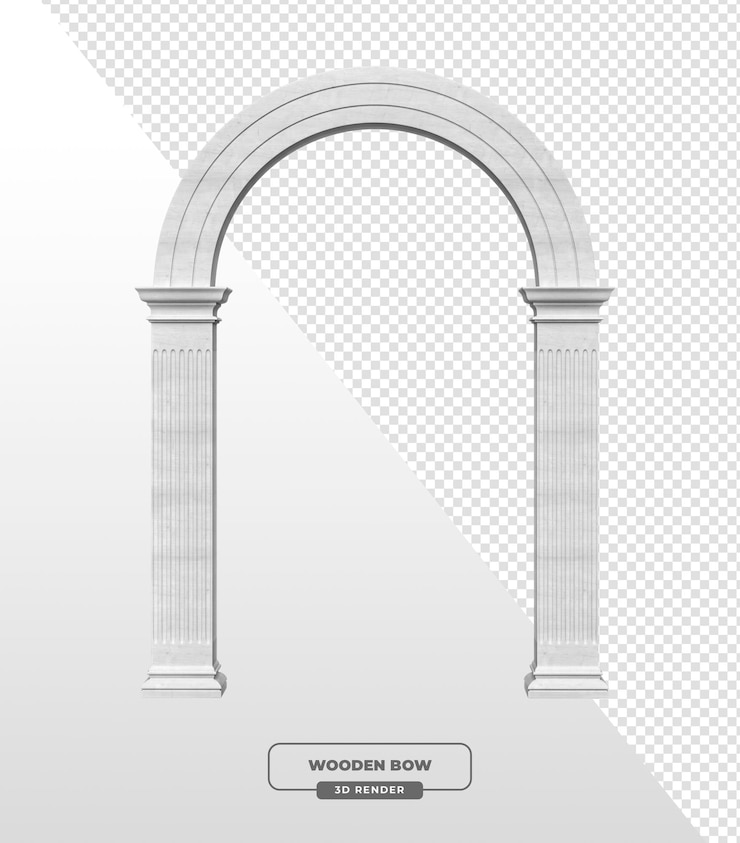 PSD Gratis elegant white wooden arch with columns 3d render
