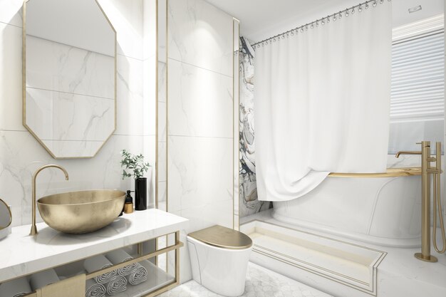 elegante baño realista con bañera