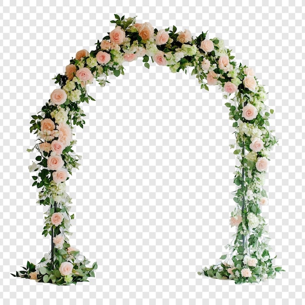 Elegante bloemige bruiloftsboog voor een romantische ceremonie